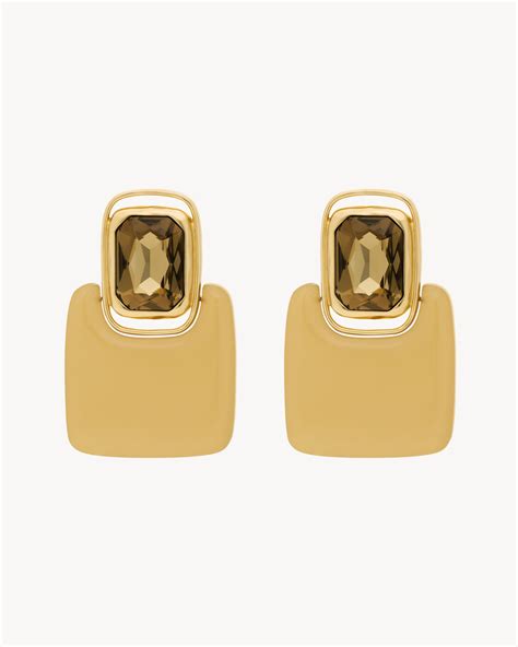 ysl cabochon square earrings